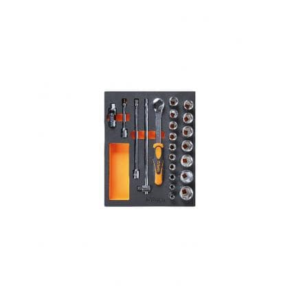 BETA 024510096 - Plateau mousse avec cliquets et douilles 1/2" pouces (vide)