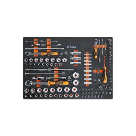 BETA 024590105 - Plateau en mousse avec douilles 1/4", 3/8" et 1/2" (vide)
