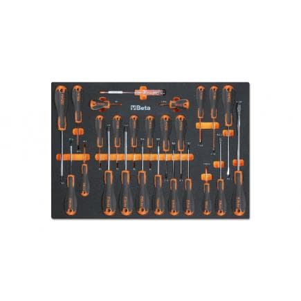BETA 024590210 - Plateau thermoformé souple avec tournevis Beta Easy pour vis à fente, Phillips® et Torx® (vide)