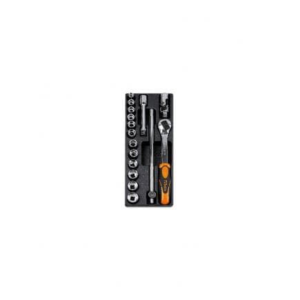 BETA 024000495 - Plateau thermoformé rigide avec cliquet et clés à douille 1/2" (vide)