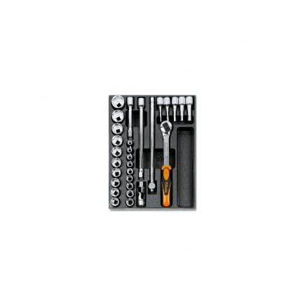 BETA 024000403 - Plateau thermoformé rigide avec cliquet et clés à douille 1/2" (vide)