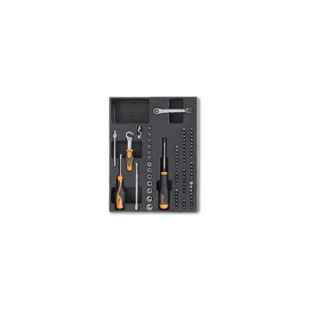 BETA 024000747 - Plateau thermoformé rigide avec cliquet et clés à douille 1/4" (vide)