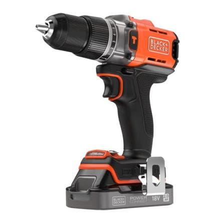 BLACK & DECKER BCD383D1XK-QW - Perceuse-visseuse à percussion sans fil 18V - 2,0 Ah dans valise (avec batterie et chargeur)