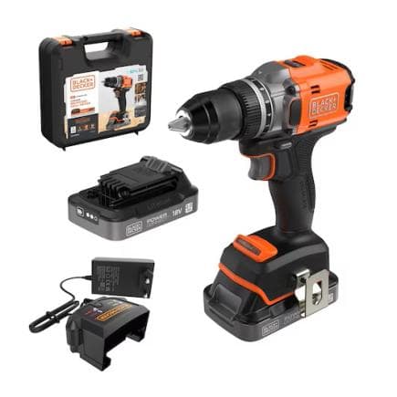 BLACK & DECKER BLD682D2XK-QW - Perceuse-visseuse sans balais 18V (avec double batterie 18V 2,0 Ah, chargeur et mallette de transport)