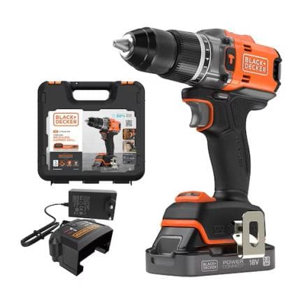 BLACK & DECKER BLD683D1XK-QW - Perceuse-visseuse brushless à percussion 18V (avec batterie 18V 2 Ah, chargeur et mallette de transport)