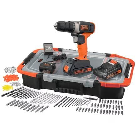 BLACK & DECKER BCD001BAST-QW - Perceuse-visseuse sans fil 18V (avec 2 batteries de 1,5 Ah, un chargeur, 160 accessoires et une mallette de transport)