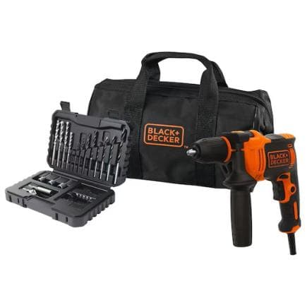 BLACK & DECKER BEH710SA32-QS - Perceuse à percussion 710W avec 32 embouts de sac souple