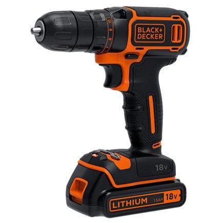 BLACK & DECKER BDCDC18KB-QW - Perceuse visseuse à batterie sans percussion 18V 2x1,5 Ah dans mallette
