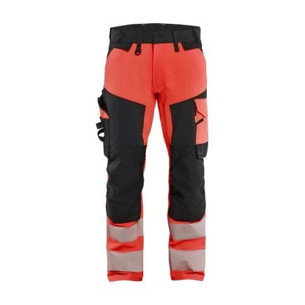 BLAKLADER 112416485599C54 - Pantalon stretch 4D haute-visibilité, rouge fluo/noir