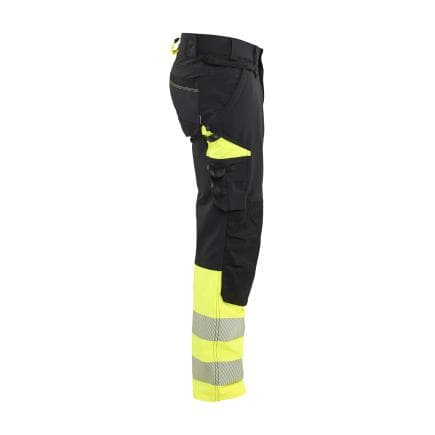 BLAKLADER 112616489933D88 - Pantalon stretch 4D haute-visibilité, noir/jaune fluo