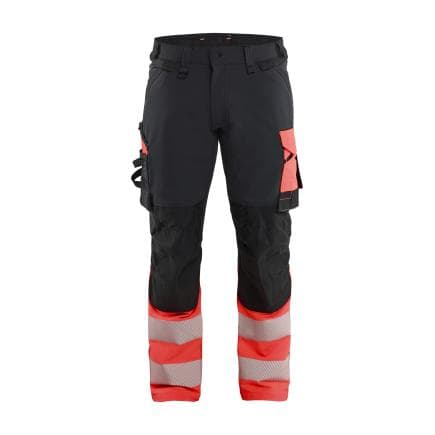 BLAKLADER 112616489955C50 - Pantalon stretch 4D haute-visibilité, noir/rouge fluo