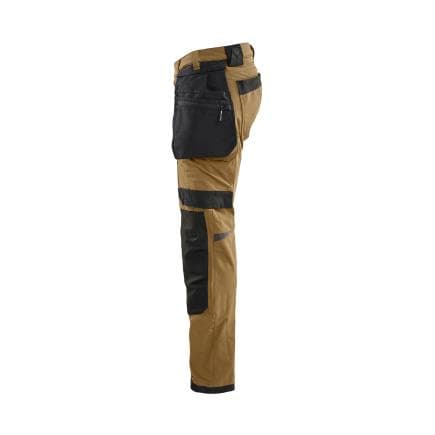 BLAKLADER 172016457699C44 - Pantalon artisan stretch 4D avec poches flottantes détachables, nougat/noir