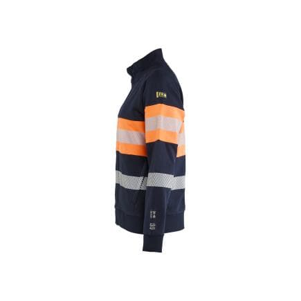 BLAKLADER 347217458953M - Sweat zippé multinormes inhérent femme, marine/orange fluo