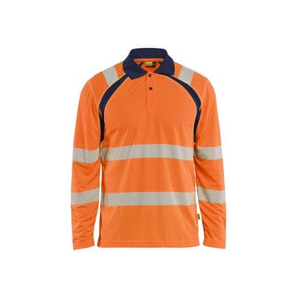 BLAKLADER 359810135389XL - Polo manches longues haute-visibilité anti-UV, orange fluo/marine