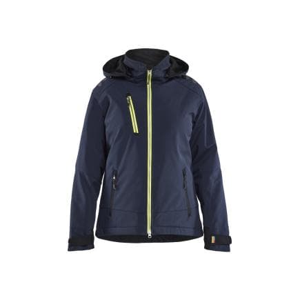 BLAKLADER 475125138633M - Veste Softshell hiver légère femme, bleu marine foncé/jaune fluo