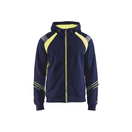 BLAKLADER 343311588933XXXL - Sweat zippé à capuche Marine/Jaune fluo