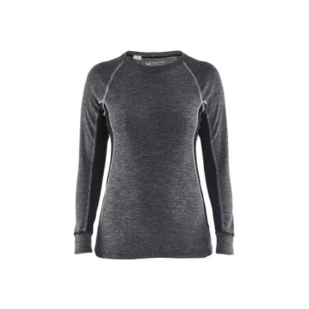 BLAKLADER 720017329699L - Haut de sous-vêtements WARM femme 100% merino Gris moyen/Noir
