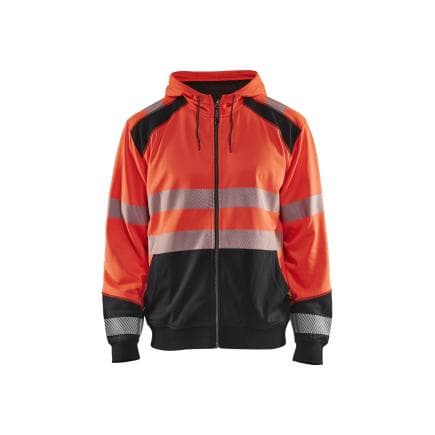 BLAKLADER 354625285599M - Sweat zippé à capuche haute-visibilité Rouge/Noir