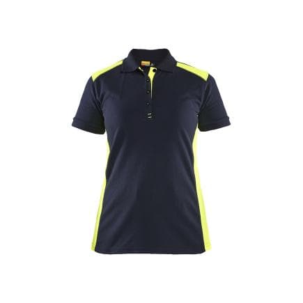 BLAKLADER 339010508633S - Polo femme Bleu marine foncé/Jaune fluo
