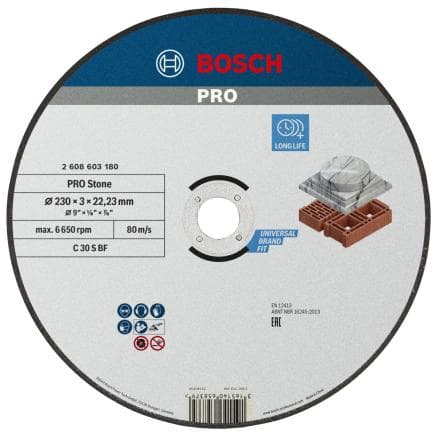 BOSCH 2608603180 - Meule de découpe PRO pour grandes meuleuses d’angle, trou de 22,23 mm (multipack)