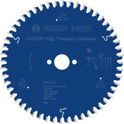 BOSCH 2608902221 - Lame de scie circulaire EXPERT High Pressure Laminate 160 x 1,8/1,2 x 20 mm, T52