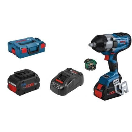 BOSCH 06019J8002 - GDS 18V-1000 C - Visseuse à chocs 18 V 1000 Nm en mallette avec 2 batteries 8Ah, chargeur et module Bluetooth