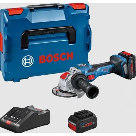 BOSCH 06019H6501 - GWX 18V-15 SC - Meuleuse d'angle BITURBO sans fil avec X-LOCK 18V 3.400 - 9.800 rpm en coffret avec 2 batteries 8Ah et chargeur