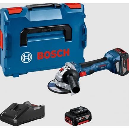 BOSCH 06019H9005 - GWS 18V-7 - Meuleuse d'angle sans fil 18V 11.000 tr/min en coffret avec 2 batteries 4Ah et chargeur