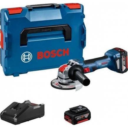 BOSCH 06019H9105 - GWX 18V-7 - Meuleuse d'angle sans fil 18V en coffret avec 2 batteries 4 Ah et chargeur