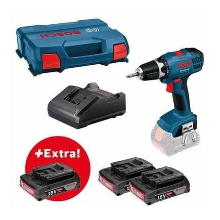 BOSCH 0615990L8C - Set avec perceuse GSR 18-2-LI, 3 batteries GBA 18V 2.0Ah et chargeur GAL 18V-20