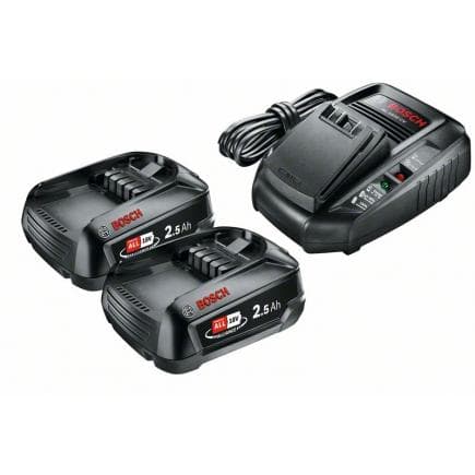 BOSCH 1600A011LD - Kit de démarrage 18V avec 2 batteries lithium 2,5 Ah et chargeur AL 1830 CV