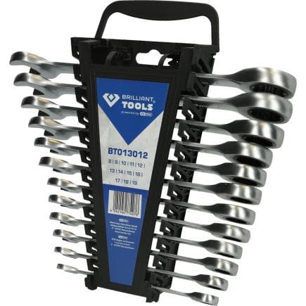 BRILLIANT TOOLS BT013012 - Clés polygonales à cliquet (12 pcs.)