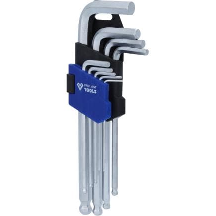BRILLIANT TOOLS BT045009 - Jeu de clés mâles coudées six pans creux courtes (9 pcs.)