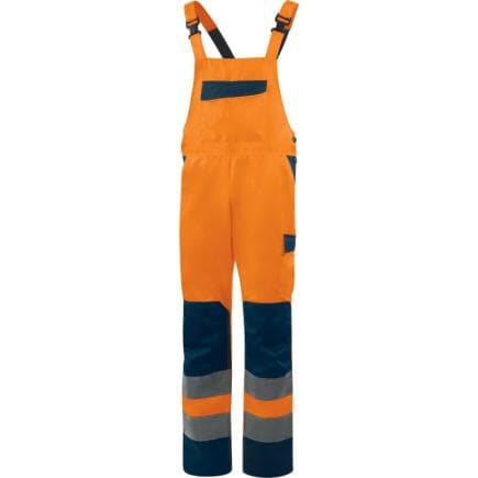 DELTA PLUS M1SA2HVORXG - Combinaison multipoches haute visibilité, classe 2, orange fluo-bleu marine