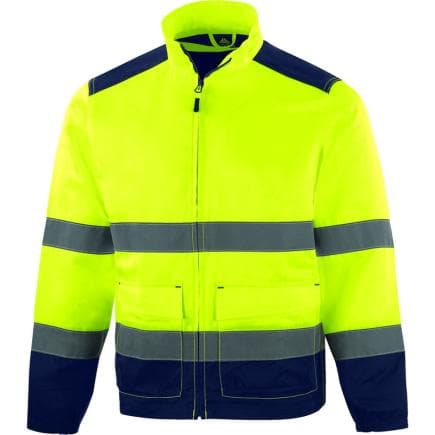 DELTA PLUS M1VE2HVJAGT - Veste multipoches haute visibilité classe 2 JAUNE FLUORESCENT MARINE