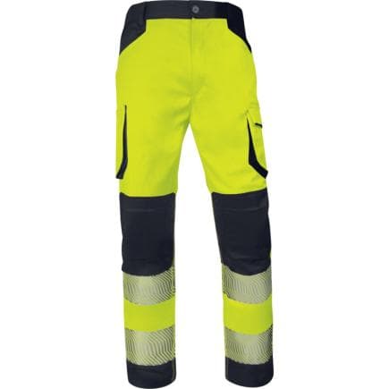 DELTA PLUS M2PA3STRHVSJAPT - Pantalon extensible multipoches haute visibilité, classe 2, JAUNE FLUORESCENT-NOIR