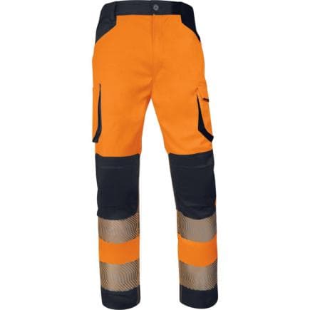 DELTA PLUS M2PA3STRHVSORXX - Pantalon extensible multipoches haute visibilité, classe 2, ORANGE FLUORESCENT-NOIR