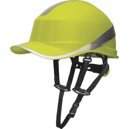 DELTA PLUS DIAM5UPJAFL - Casque de chantier jaune abs style casquette baseball avec jugulaire y serrage rotor