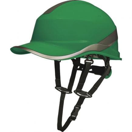 DELTA PLUS DIAM5UPVEFL - Casque de chantier vert abs style casquette baseball avec jugulaire et serrage rotor