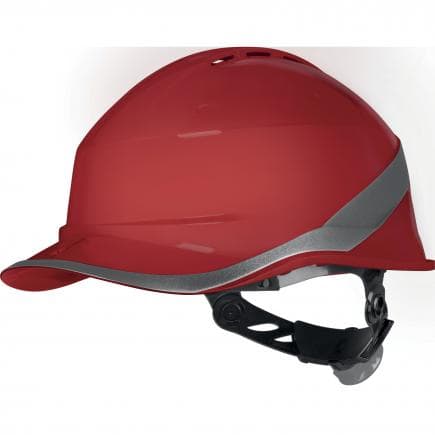 DELTA PLUS DIAM6WTRROFL - Casque de chantier rouge ventilé forme casquette baseball avec serrage rotor