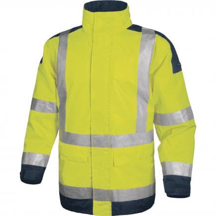DELTA PLUS EASYVJMXG - Parka haute visibilité jaune fluo-bleu marine avec polyester enduit polyuréthane