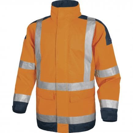 DELTA PLUS EASYVOM3X - Parka haute visibilité orange fluo-bleu marine avec polyester enduit polyuréthane