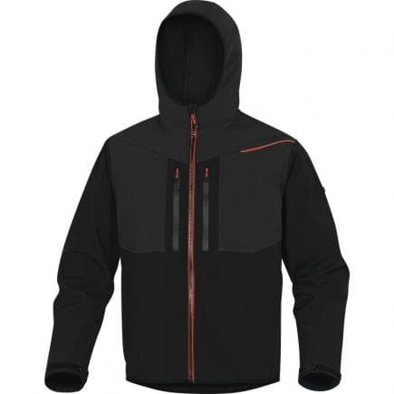 DELTA PLUS HORT2NOXG - Veste "softshell" noir-orange polyester/elasthanne 3 couches laminées