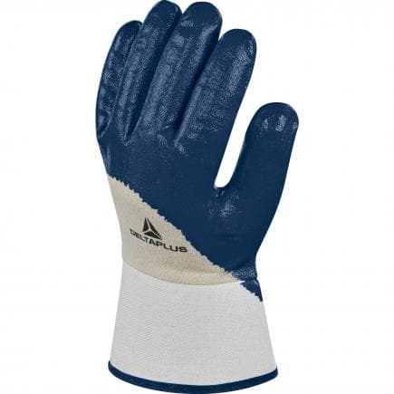 DELTA PLUS NI17010 - Gant nitrile bleu dos aere manchette toile 6 cm (lot muliple)