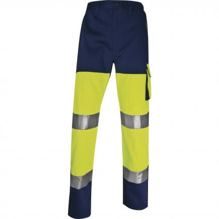 DELTA PLUS PHPA2JMPT - Pantalon de travail haute visibilité panostyle jaune fluo-bleu marine en polyester / coton
