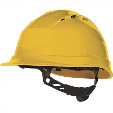 DELTA PLUS QUARUP4JA - Casque de chantier jaune ventilé - serrage rotor