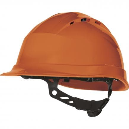 DELTA PLUS QUARUP4OR - Casque de chantier orange ventilé - serrage rotor