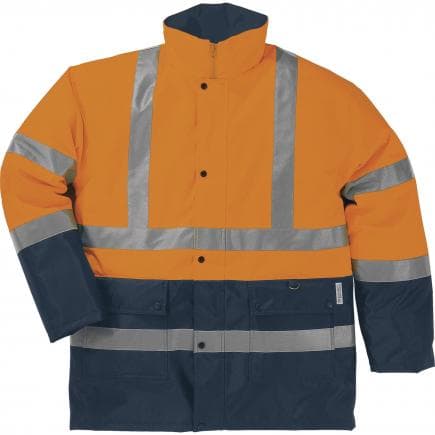 DELTA PLUS STRA2ORPT - Parka haute visibilité orange fluo-bleu marine polyester enduit polyuréthane