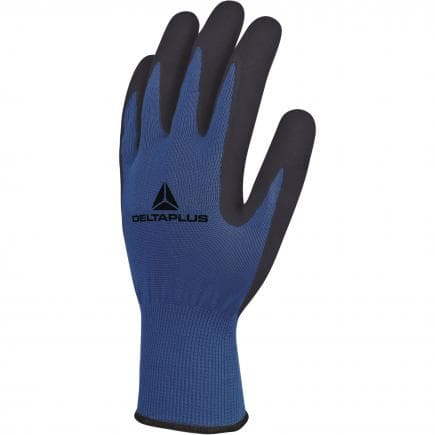 DELTA PLUS VE631BL07 - Gant tricot polyester bleu-noir avec paume mousse latex (lot muliple)