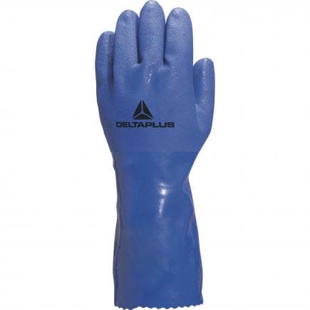 DELTA PLUS VE780BL09 - Gant bleu trempe en pvc support coton type petrolier (lot muliple)